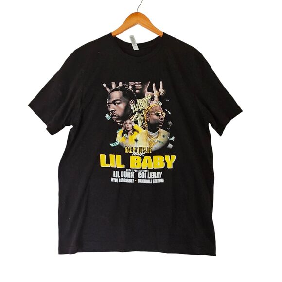 LIL BABY and LIL DURK 2021 The Back Outside Tour T-Shirt Tee Black XL Double Sid - Picture 2 of 8